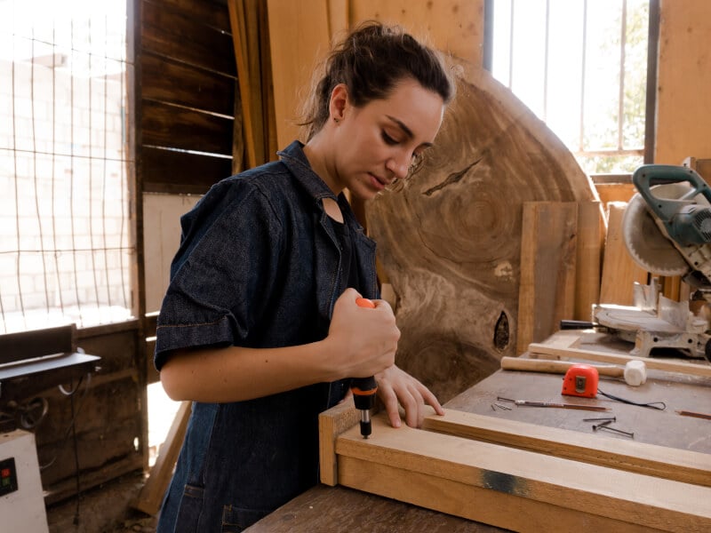 Women woodworking